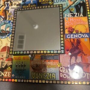Decorative Venezia Travel Collage Mirror - Mixed Media Wall Art